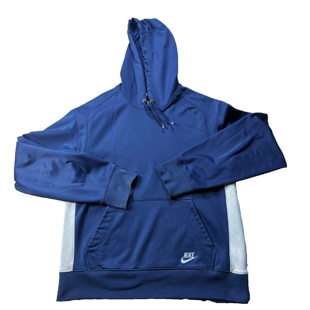 Nike Sportswear Hoodie Mens Medium Blue Pullover Fleece Swoosh Pocket Sweatshirt